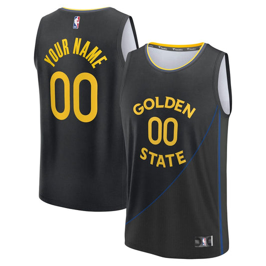 Golden State Warriors Fanatics Youth Fast Break Custom Replica Jersey - Black - Statement Edition Team Jersey Sports Fan Apparel