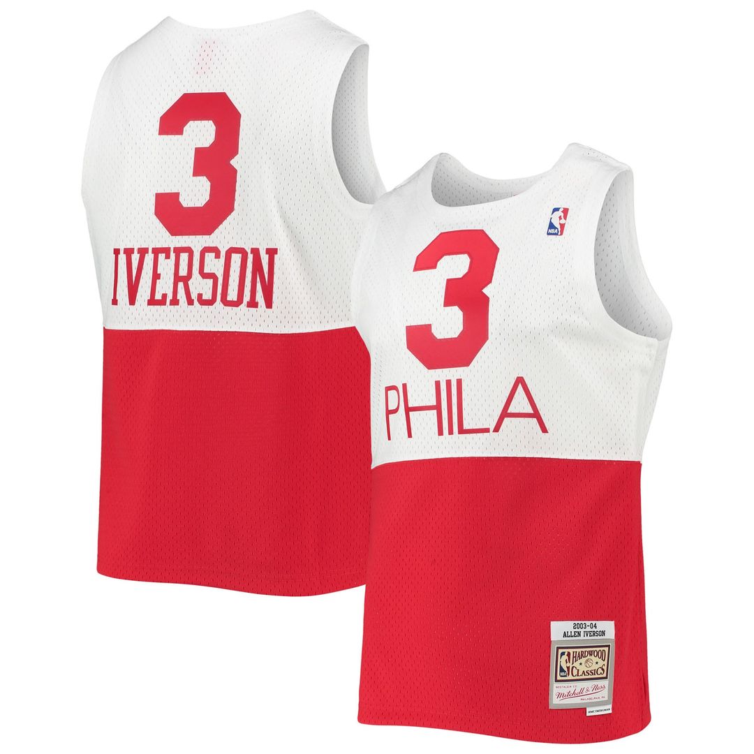 Philadelphia 76ers Allen Iverson Mitchell & Ness 2003/2004 Hardwood Classics Swingman Jersey - White Team Jersey Sports Fan Apparel