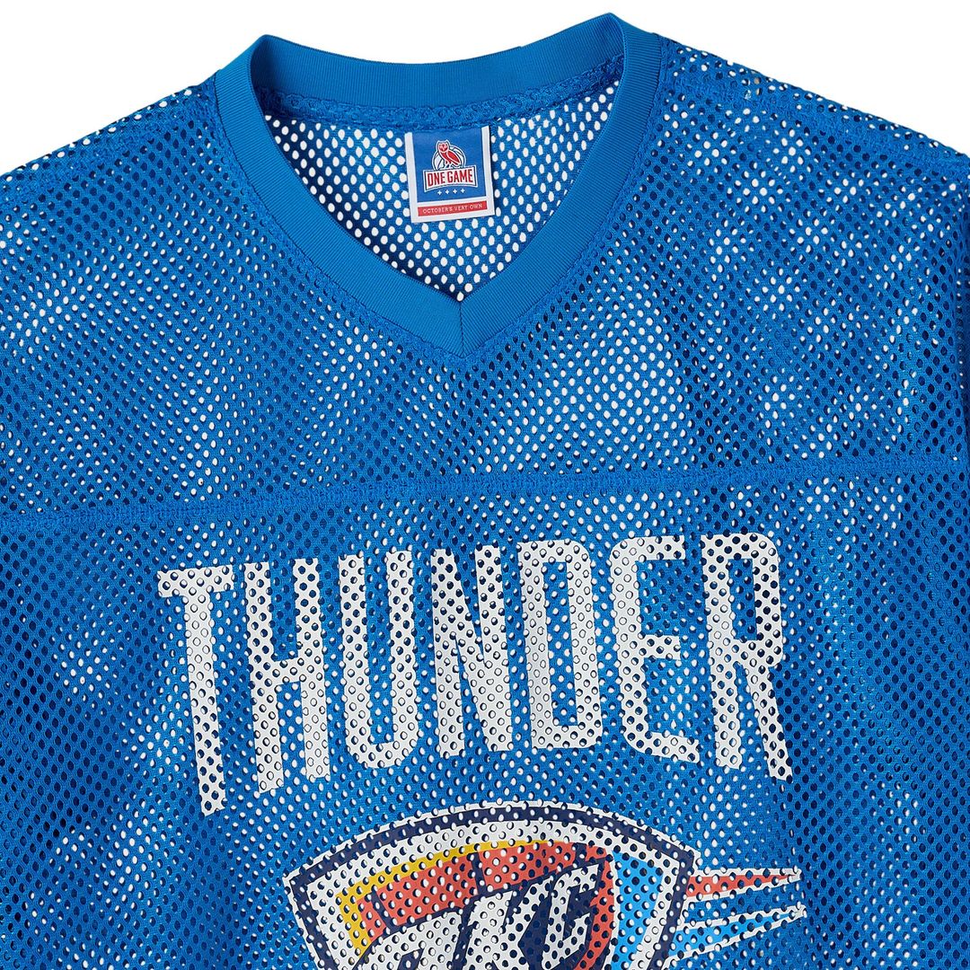 Oklahoma City Thunder OVO x NBA Mesh Football Fashion Jersey - Blue Team Jersey Sports Fan Apparel