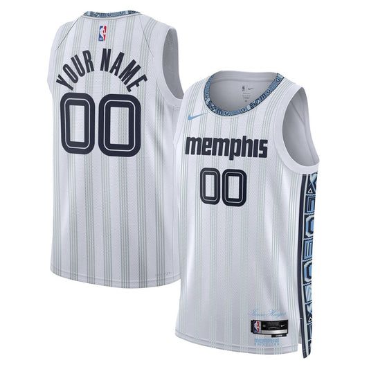 Memphis Grizzlies Nike Unisex 2025/26 City Edition Swingman Custom Jersey - White Team Jersey Sports Fan Apparel