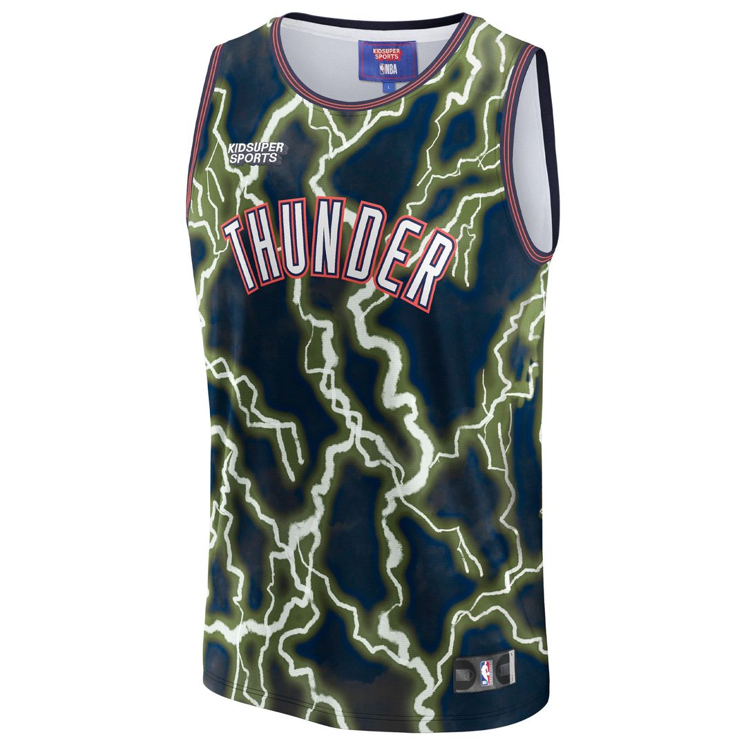 Oklahoma City Thunder NBA & KidSuper Studios by Fanatics Unisex Hometown Jersey - Black Team Jersey Sports Fan Apparel