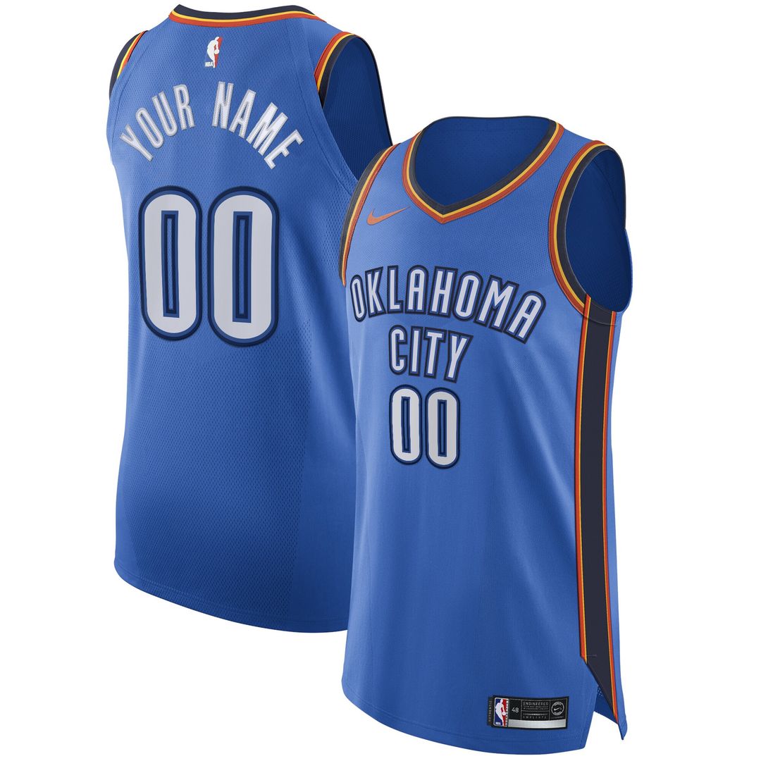 Oklahoma City Thunder Nike Authentic Custom Jersey Blue - Icon Edition Team Jersey Sports Fan Apparel