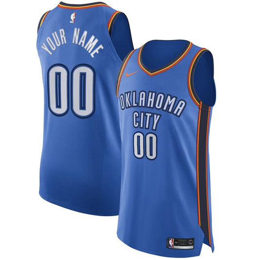 Oklahoma City Thunder Nike Authentic Custom Jersey Blue - Icon Edition Team Jersey Sports Fan Apparel