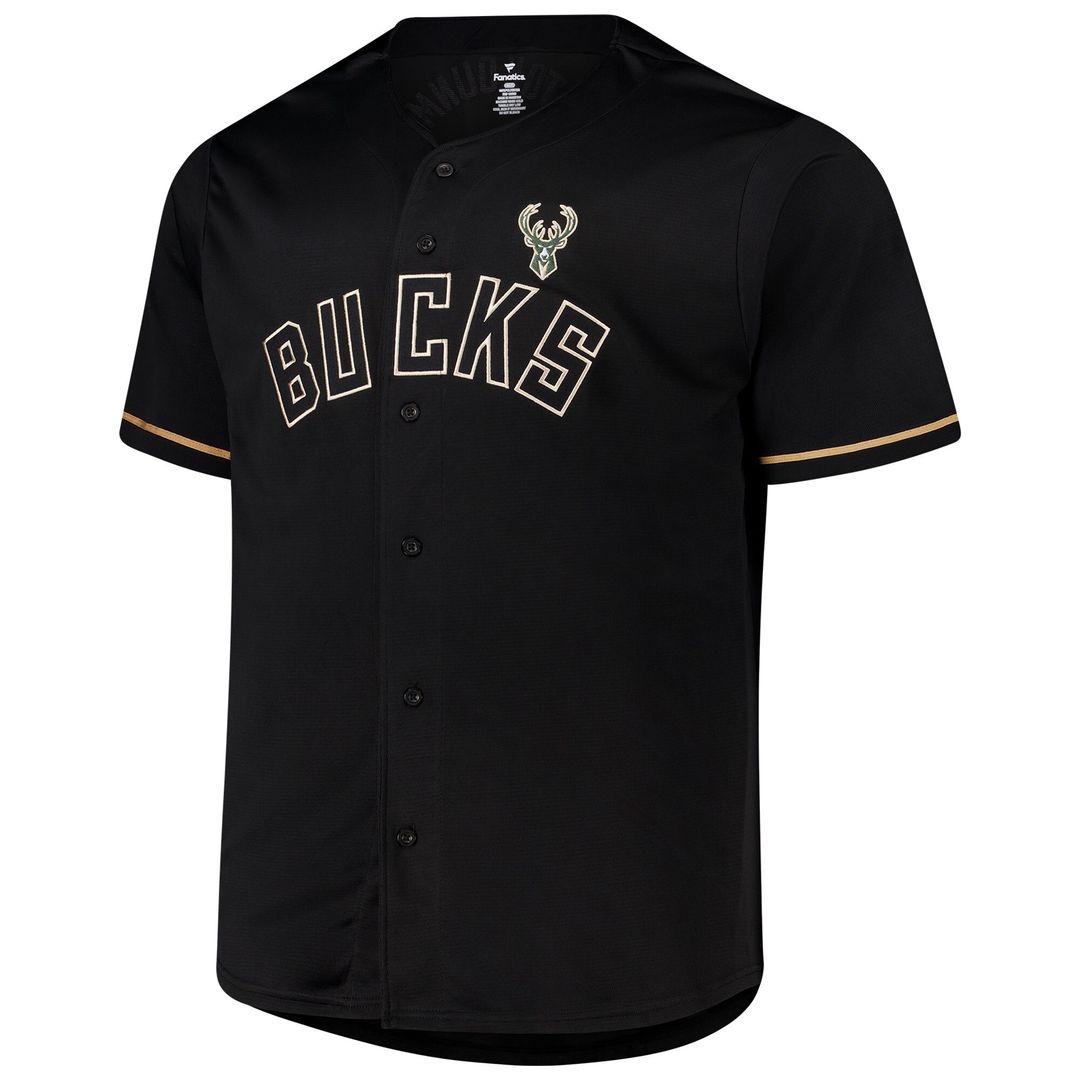 Milwaukee Bucks Giannis Antetokounmpo Profile Big & Tall Name & Number Button - Up Jersey - Black Team Jersey Sports Fan Apparel