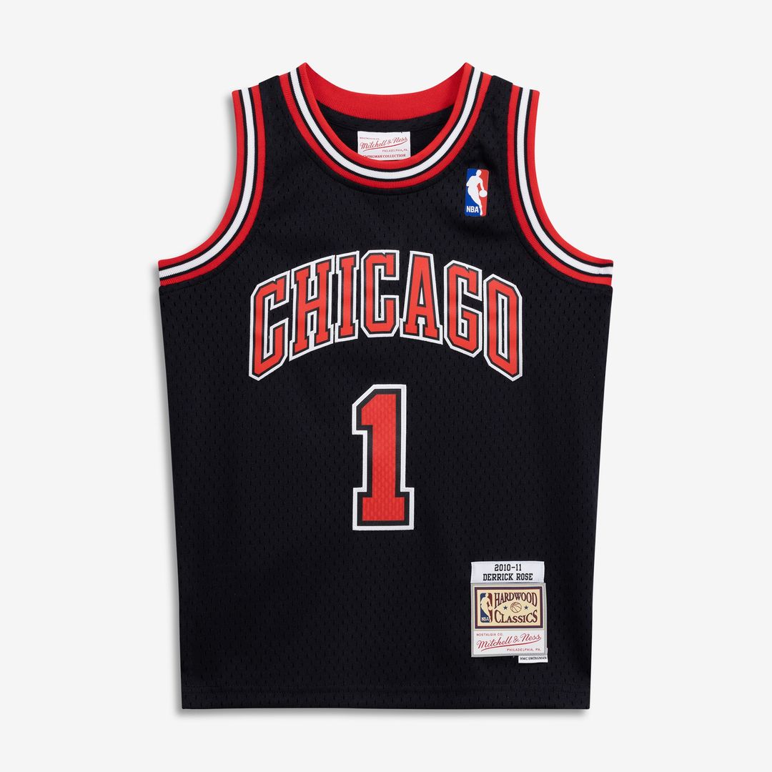 Chicago Bulls Derrick Rose Mitchell & Ness Youth 2010/11 Hardwood Classics Swingman Jersey - Black Team Jersey Sports Fan Apparel