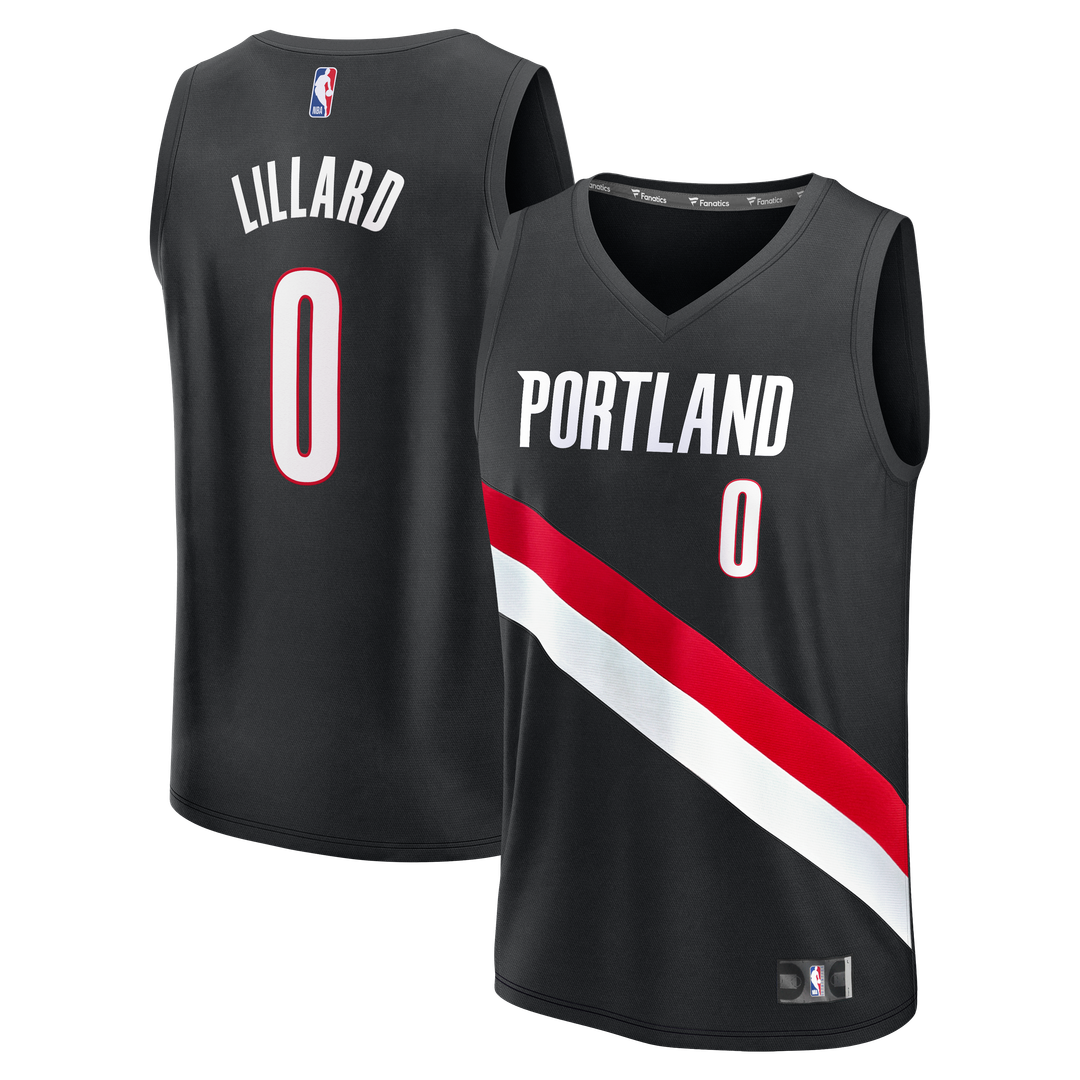 Portland Trail Blazers Damian Lillard Fanatics Youth Fast Break Replica Jersey - Black - Icon Edition Team Jersey Sports Fan Apparel