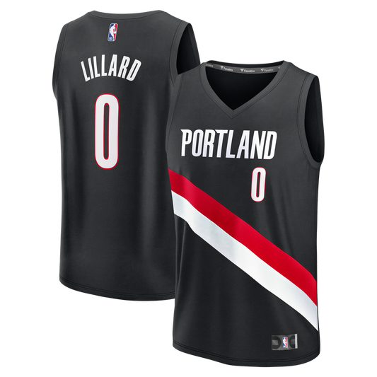 Portland Trail Blazers Damian Lillard Fanatics Youth Fast Break Replica Jersey - Black - Icon Edition Team Jersey Sports Fan Apparel