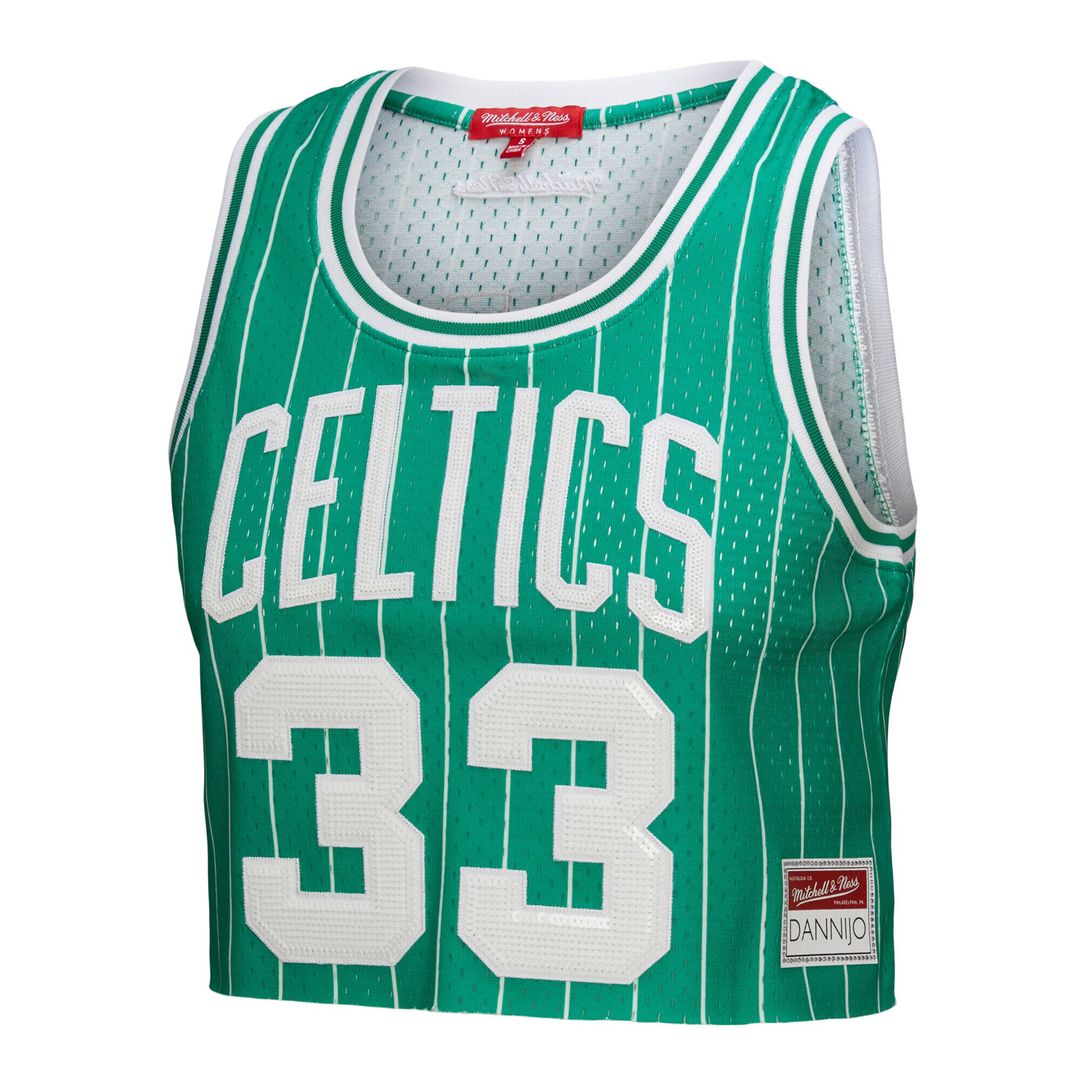 Boston Celtics Larry Bird Mitchell & Ness x DANNIJO Women's Fashion Cropped Basketball Jersey - Kelly Green Team Jersey Sports Fan Apparel