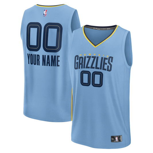 Memphis Grizzlies Fanatics Youth Fast Break Custom Jersey - Statement Edition - Light Blue Team Jersey Sports Fan Apparel