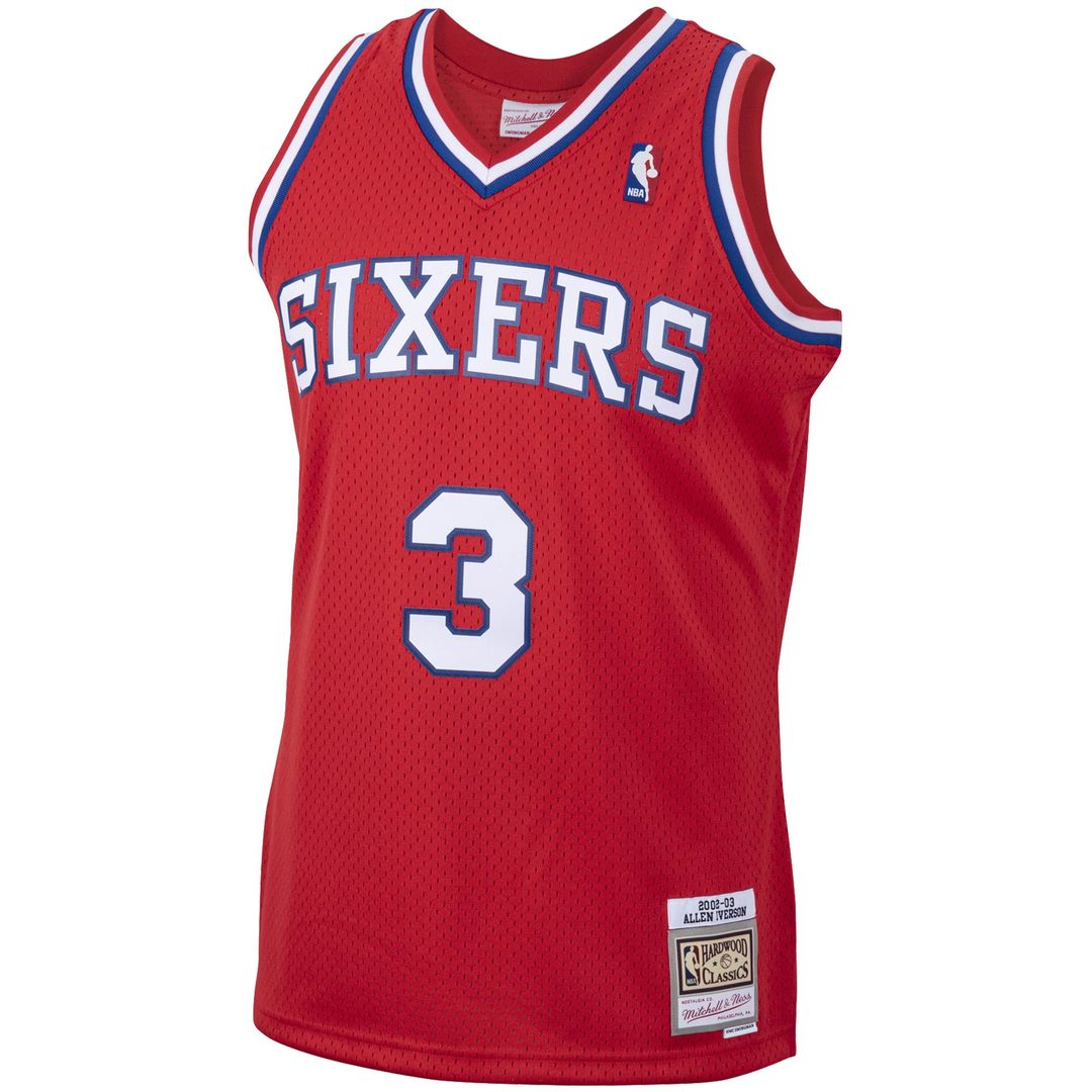 Philadelphia 76ers Allen Iverson Mitchell & Ness 2002/03 Hardwood Classics Swingman Jersey - Red Team Jersey Sports Fan Apparel