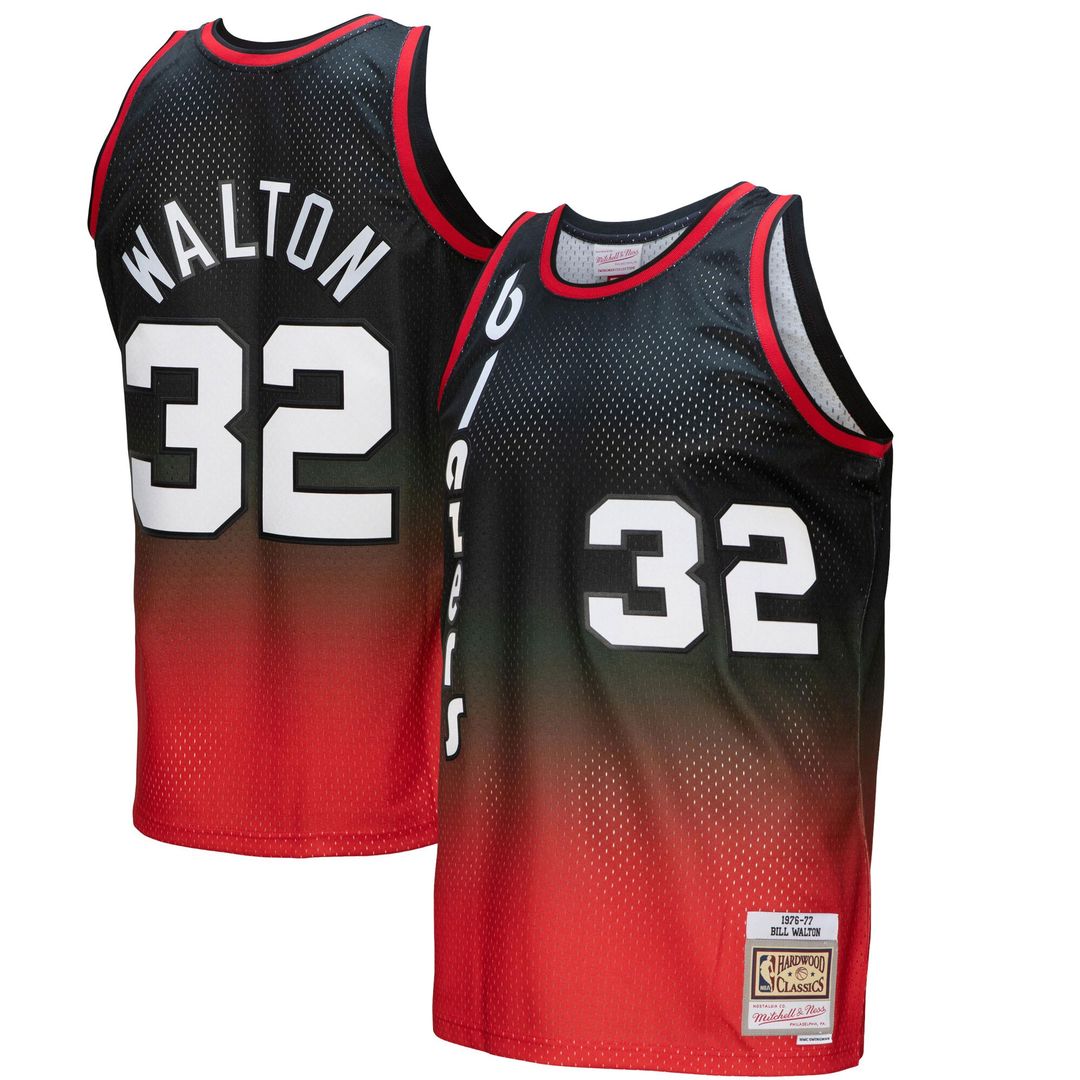 Portland Trail Blazers Bill Walton Mitchell & Ness 1976/77 Hardwood Classics Fadeaway Swingman Player Jersey - Red/Black Team Jersey Sports Fan Appare