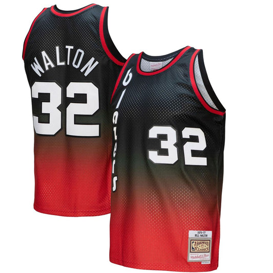 Portland Trail Blazers Bill Walton Mitchell & Ness 1976/77 Hardwood Classics Fadeaway Swingman Player Jersey - Red/Black Team Jersey Sports Fan Appare