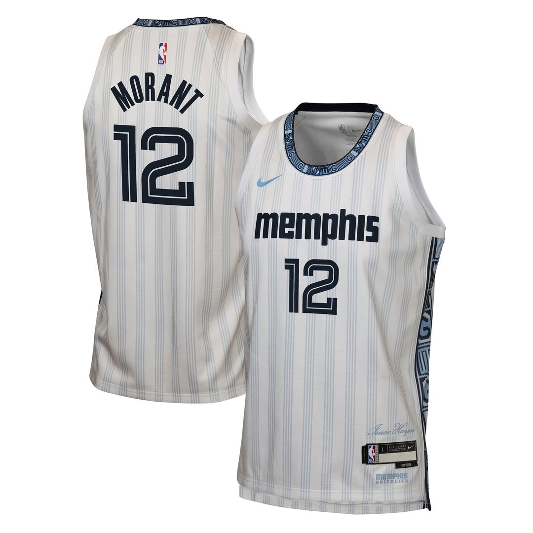 Memphis Grizzlies Ja Morant Nike Youth 2025/26 City Edition Swingman Jersey - White Team Jersey Sports Fan Apparel