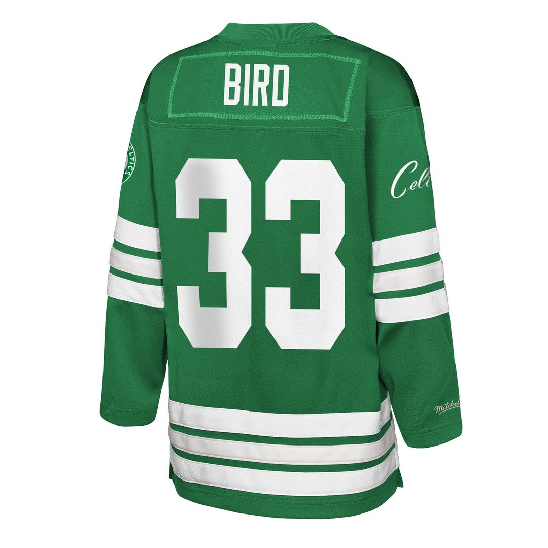 Boston Celtics Larry Bird Mitchell & Ness Youth Maxxed Out 2.0 Fashion Hockey Jersey - Kelly Green Team Jersey Sports Fan Apparel