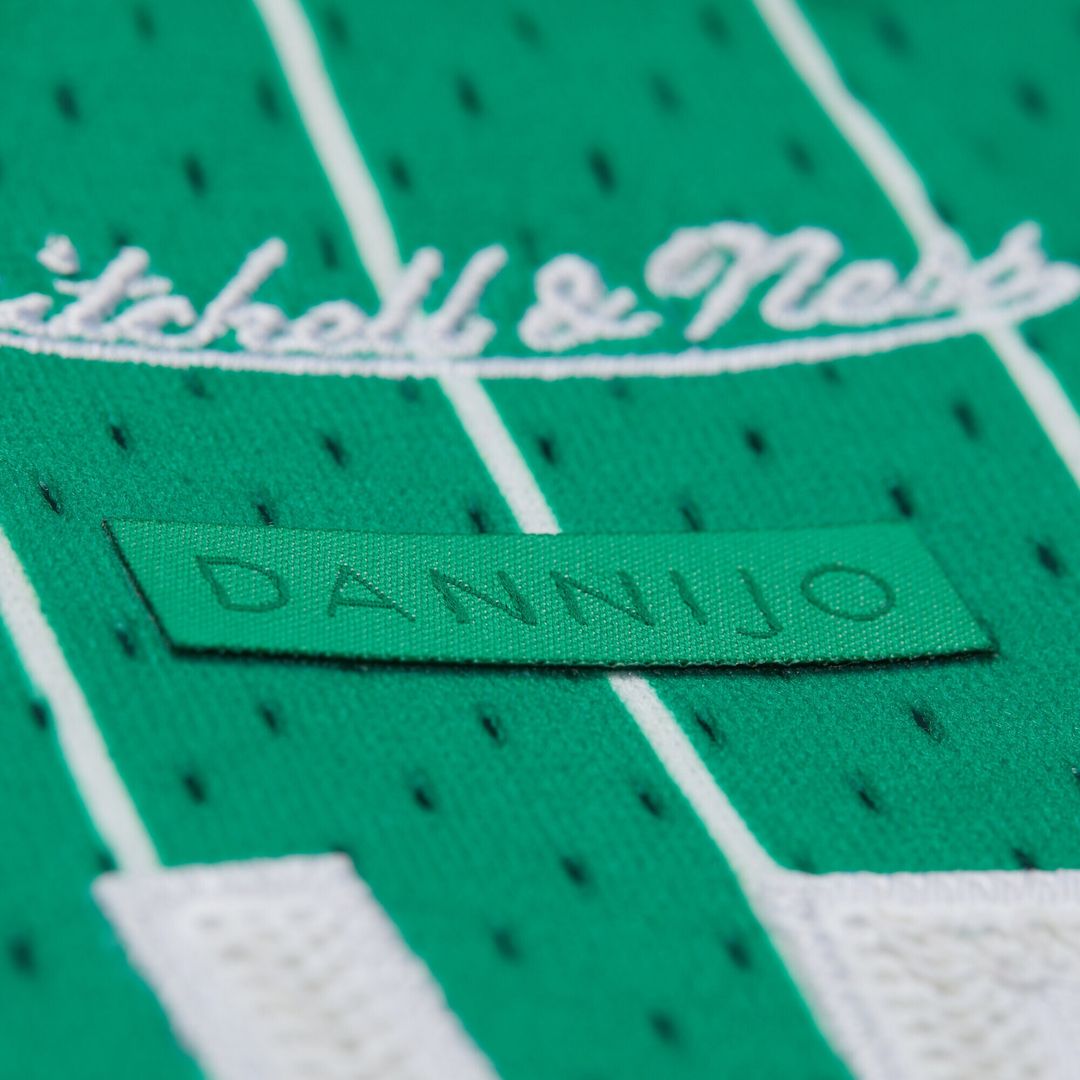 Boston Celtics Larry Bird Mitchell & Ness x DANNIJO Women's Fashion Cropped Basketball Jersey - Kelly Green Team Jersey Sports Fan Apparel