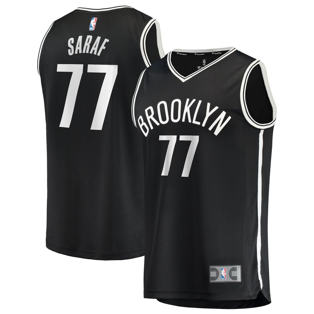 Brooklyn Nets Ben Saraf Fanatics Youth Fast Break Replica Jersey - Black - Icon Edition Team Jersey Sports Fan Apparel