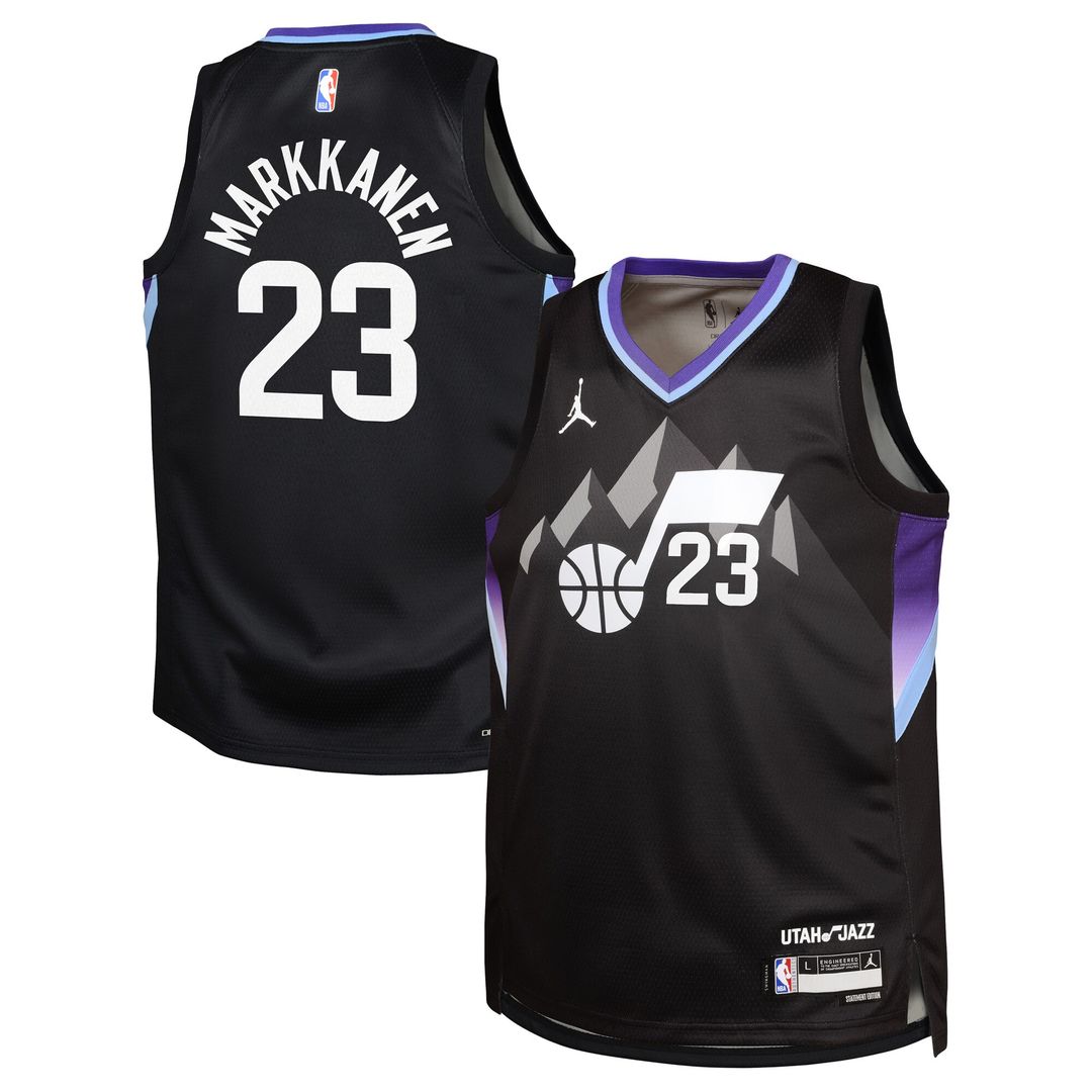 Utah Jazz Lauri Markkanen Jordan Brand Youth Swingman Jersey - Statement Edition - Black Team Jersey Sports Fan Apparel