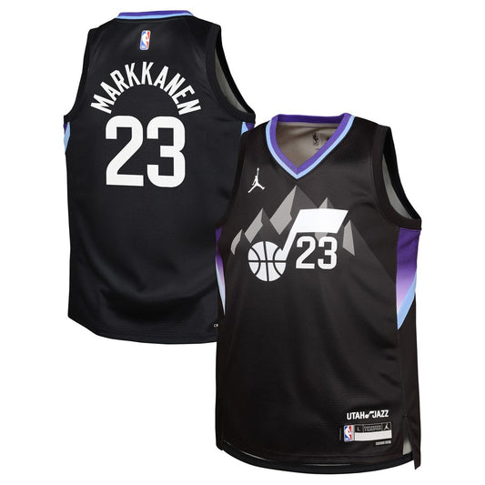 Utah Jazz Lauri Markkanen Jordan Brand Youth Swingman Jersey - Statement Edition - Black Team Jersey Sports Fan Apparel