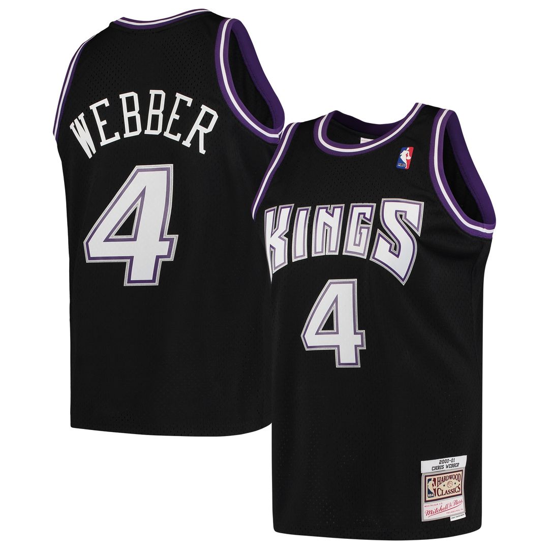 Sacramento Kings Chris Webber Mitchell & Ness 2000/01 Hardwood Classics Swingman Jersey - Black Team Jersey Sports Fan Apparel