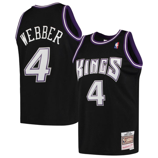 Sacramento Kings Chris Webber Mitchell & Ness 2000/01 Hardwood Classics Swingman Jersey - Black Team Jersey Sports Fan Apparel