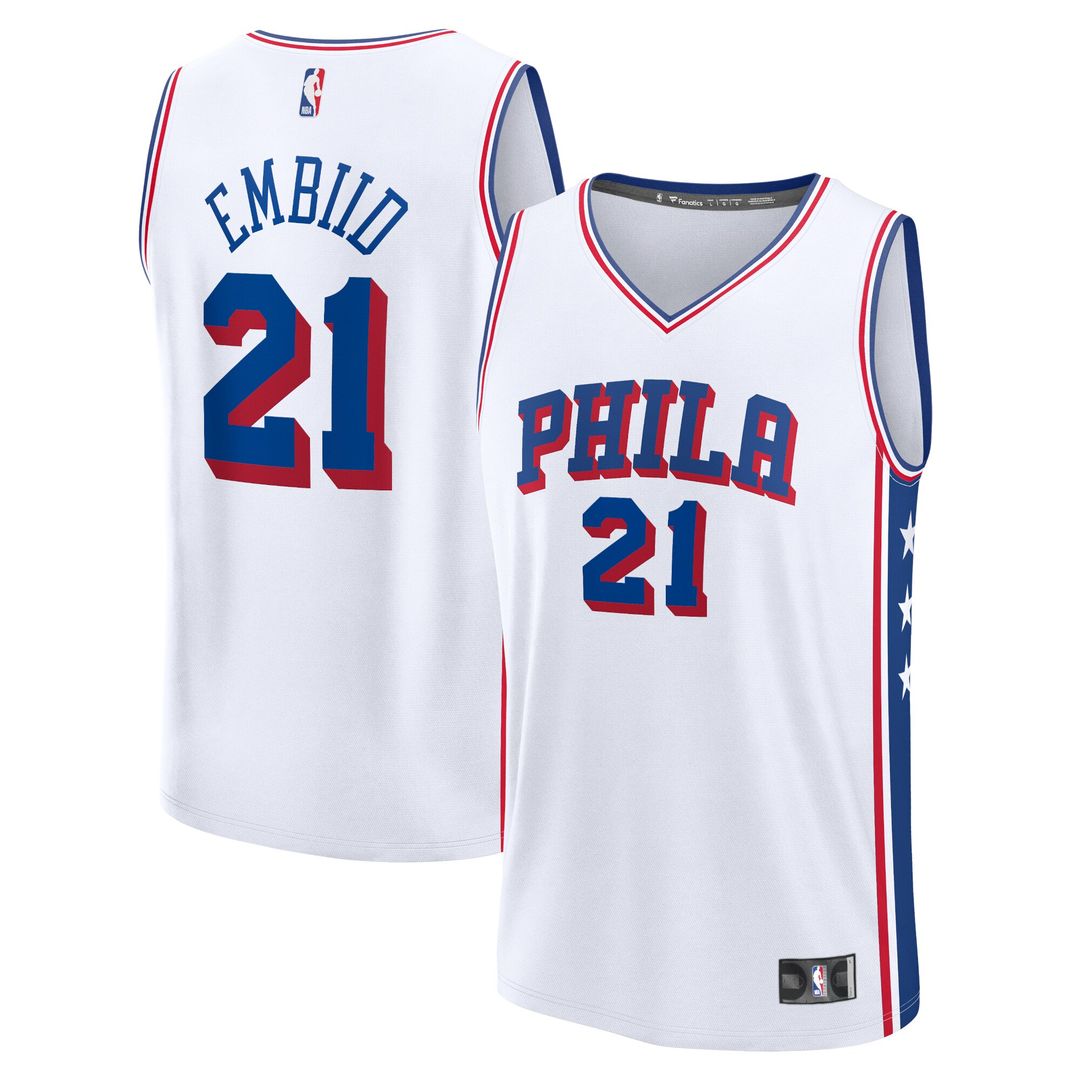 Philadelphia 76ers Joel Embiid Fanatics Fast Break Replica Player Jersey - Association Edition - White Team Jersey Sports Fan Apparel