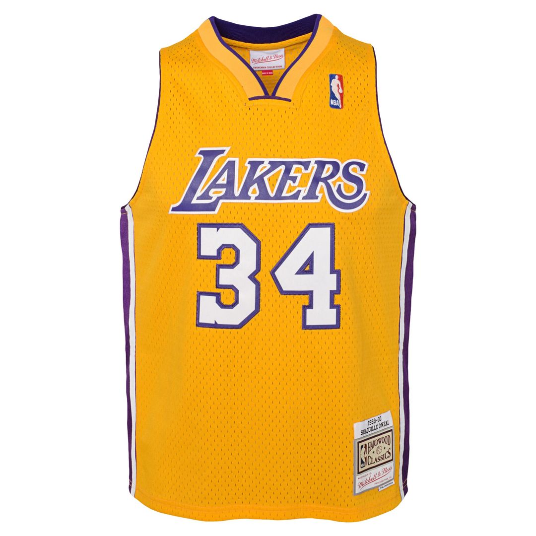 Los Angeles Lakers Shaquille O'Neal Mitchell & Ness Youth 1999/00 Hardwood Classics Swingman Jersey - Gold Team Jersey Sports Fan Apparel