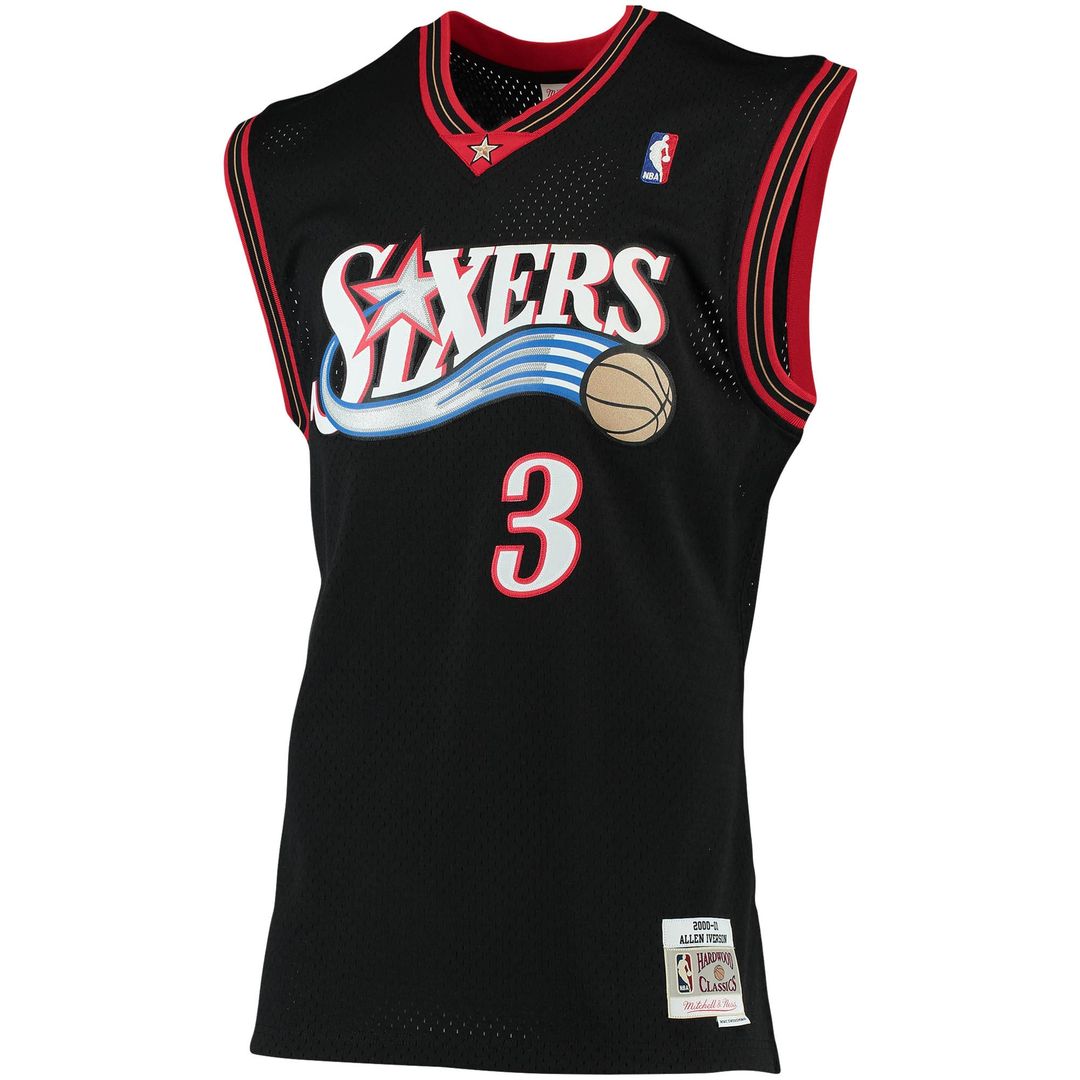 Philadelphia 76ers Allen Iverson Mitchell & Ness 2000/01 Big & Tall Hardwood Classics Swingman Jersey - Black Team Jersey Sports Fan Apparel
