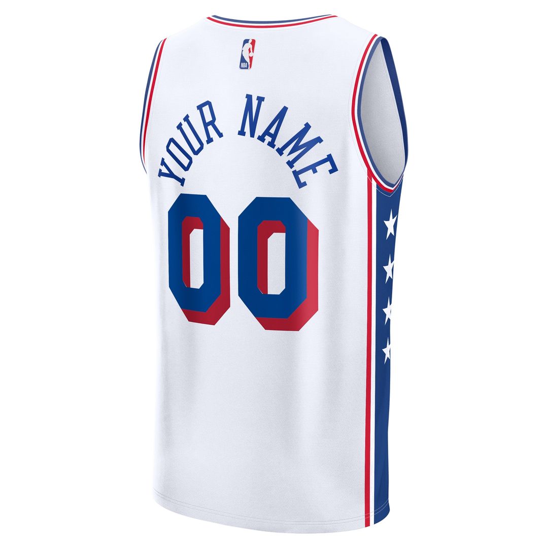 Philadelphia 76ers Fanatics Youth Fast Break Custom Replica Jersey - White - Association Edition Team Jersey Sports Fan Apparel