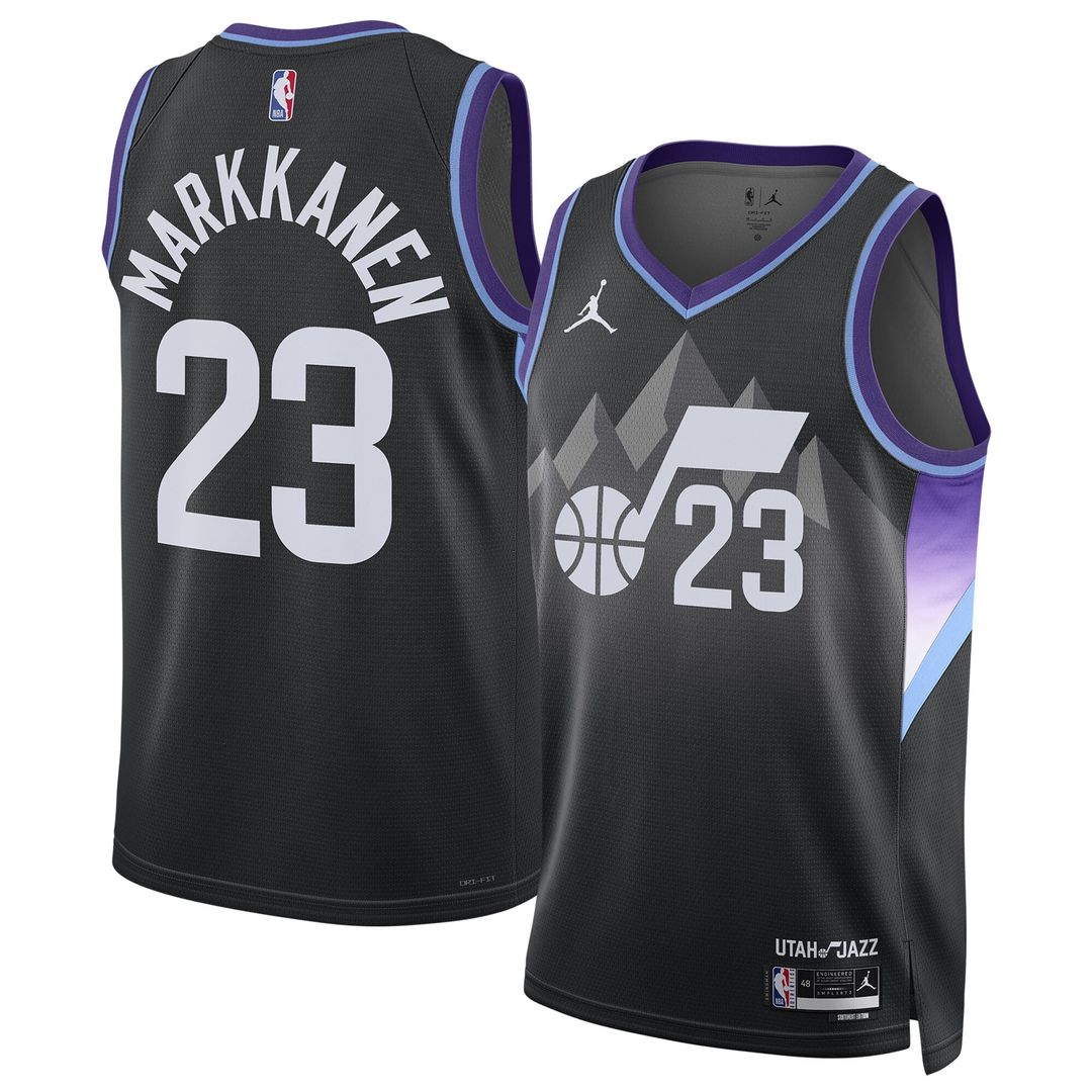 Utah Jazz Lauri Markkanen Jordan Brand Unisex 2024/25 Swingman Jersey - Statement Edition - Black Team Jersey Sports Fan Apparel