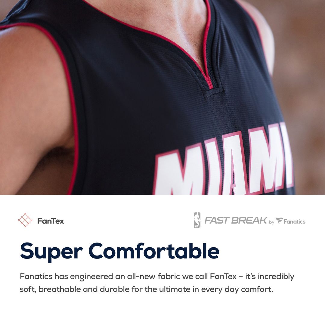 Miami Heat Fanatics Fast Break Custom Replica Jersey Black - Icon Edition Team Jersey Sports Fan Apparel