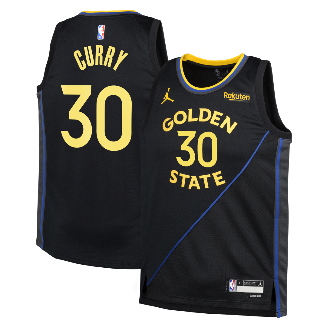 Golden State Warriors Stephen Curry Jordan Brand Youth Swingman Player Jersey - Statement Edition - Black Team Jersey Sports Fan Apparel