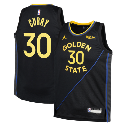 Golden State Warriors Stephen Curry Jordan Brand Youth Swingman Player Jersey - Statement Edition - Black Team Jersey Sports Fan Apparel