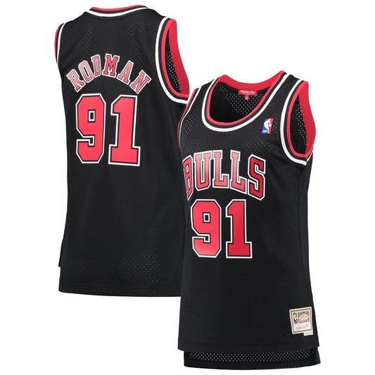 Chicago Bulls Dennis Rodman Mitchell & Ness Women's Hardwood Classics Swingman Jersey - Black Team Jersey Sports Fan Apparel