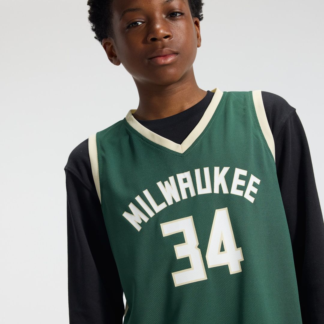 Milwaukee Bucks Giannis Antetokounmpo Fanatics Youth Fast Break Replica Player Jersey - Icon Edition - Hunter Green Team Jersey Sports Fan Apparel