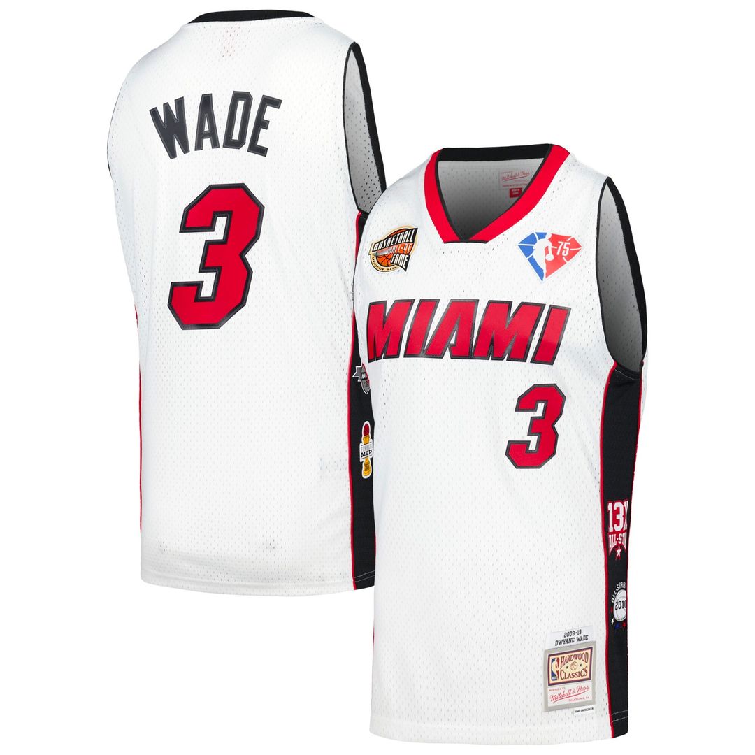 Miami Heat Dwyane Wade Mitchell & Ness Unisex Hall of Fame Class of 2023 Throwback Swingman Jersey - White Team Jersey Sports Fan Apparel