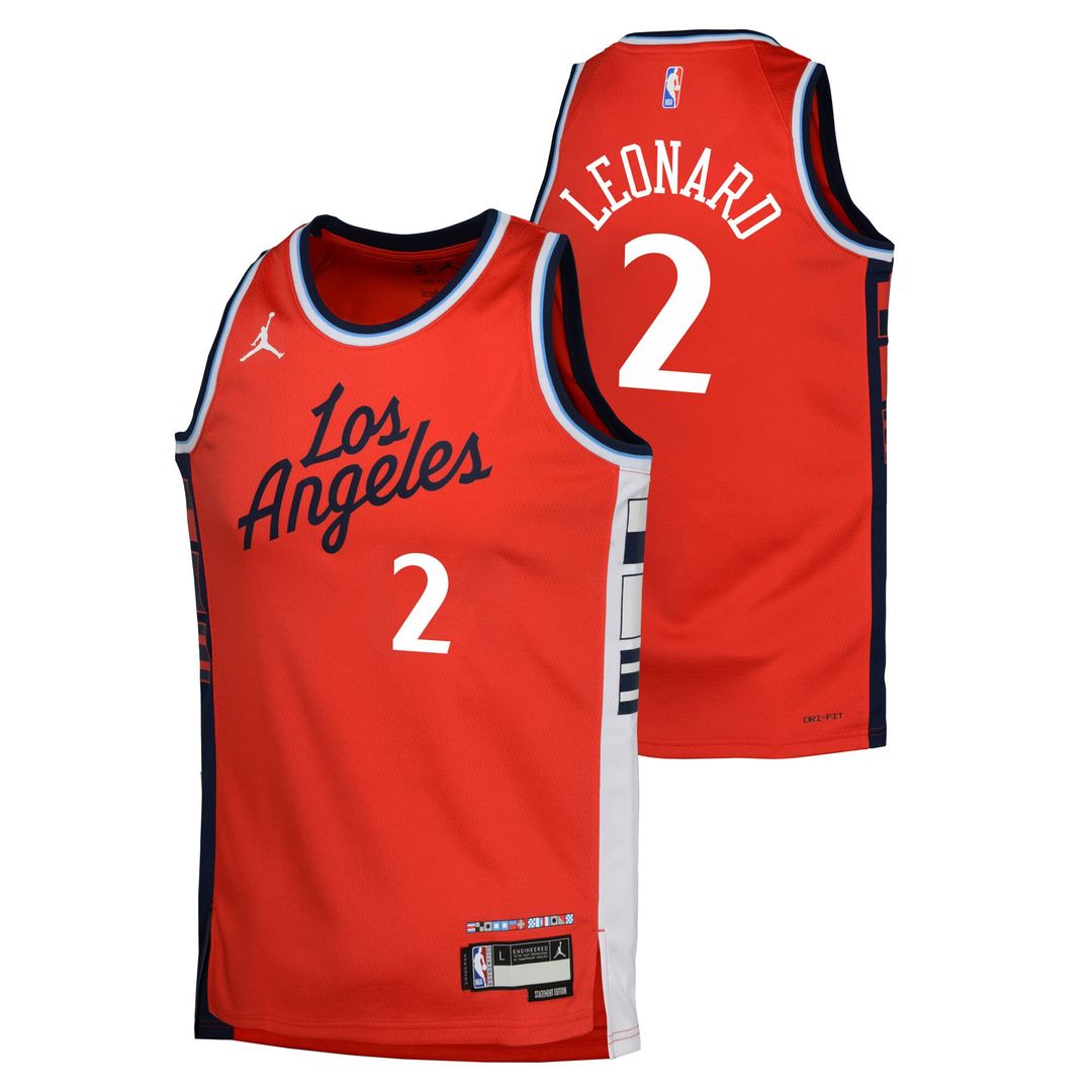 LA Clippers Kawhi Leonard Jordan Brand Youth Swingman Jersey - Statement Edition - Red Team Jersey Sports Fan Apparel