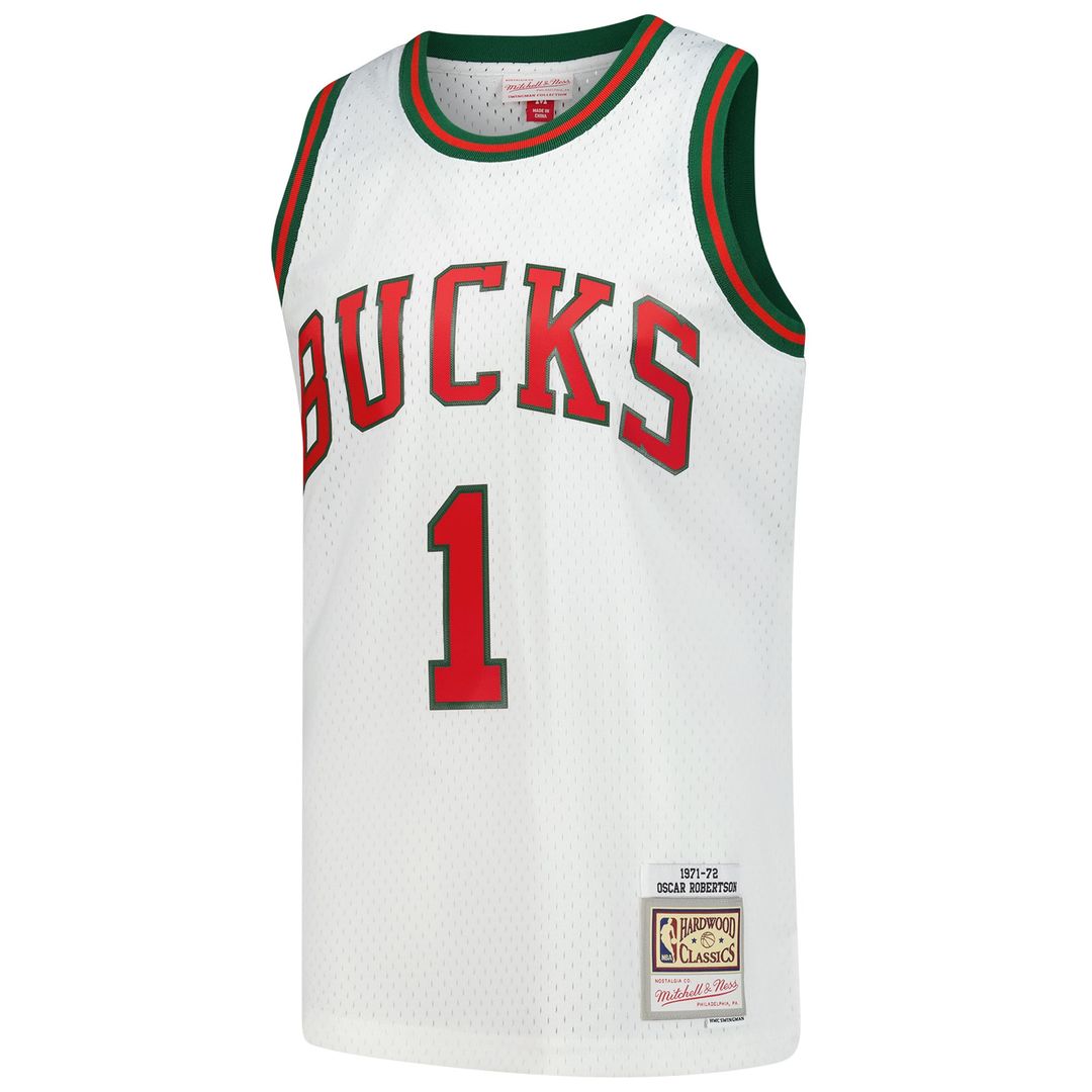Milwaukee Bucks Oscar Robertson Mitchell & Ness Hardwood Classics Swingman Jersey - White Team Jersey Sports Fan Apparel