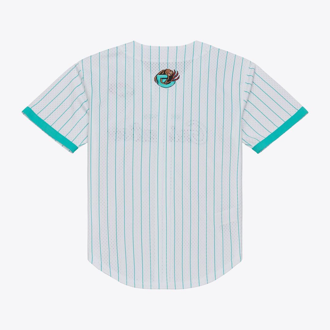 Memphis Grizzlies Mitchell & Ness Head Coach Pinstripe Mesh Full - Button Baseball Jersey - White Team Jersey Sports Fan Apparel