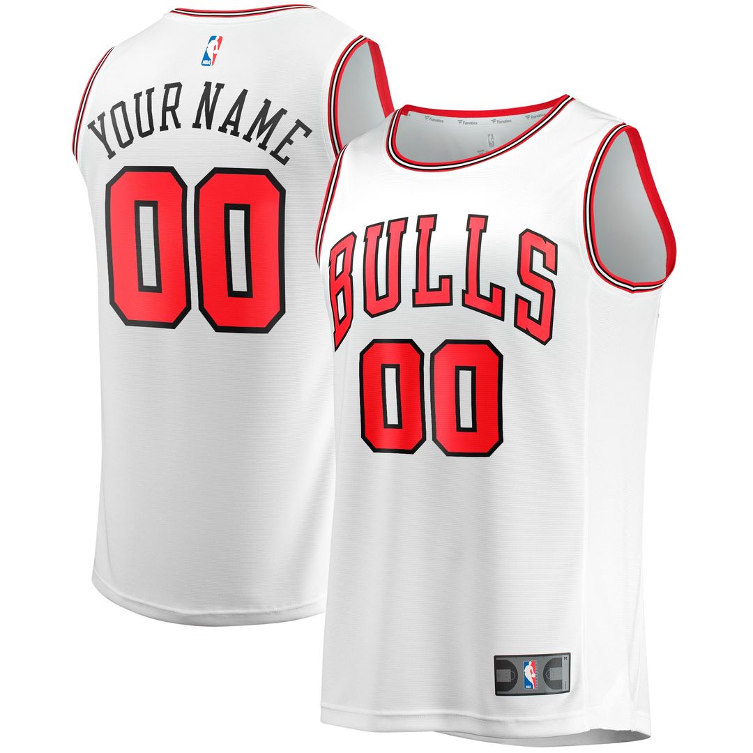 Chicago Bulls Fanatics Youth Fast Break Replica Custom Jersey - Association Edition - White Team Jersey Sports Fan Apparel