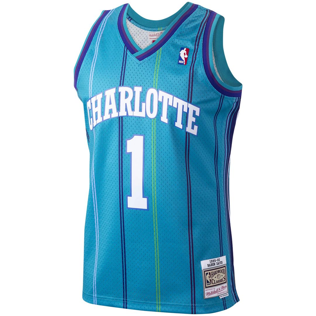 Charlotte Hornets Baron Davis Mitchell & Ness 1999/00 Hardwood Classics Swingman Jersey - Teal Team Jersey Sports Fan Apparel