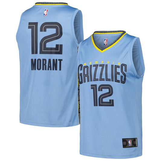 Memphis Grizzlies Ja Morant Fanatics Fast Break Replica Player Jersey - Statement Edition - Light Blue Team Jersey Sports Fan Apparel