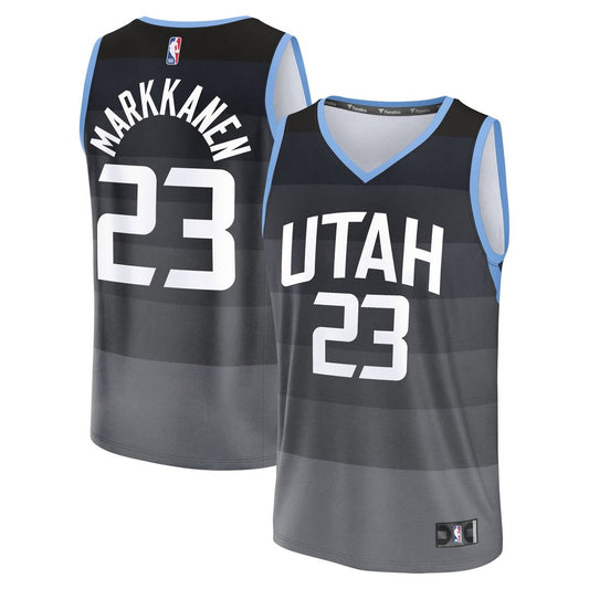 Utah Jazz Lauri Markkanen Fanatics Youth Fast Break Jersey - City Edition - Black Team Jersey Sports Fan Apparel
