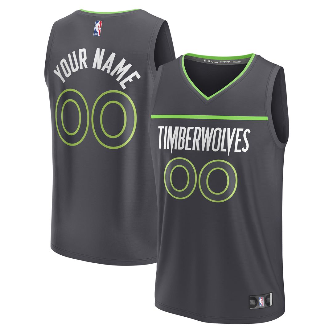 Minnesota Timberwolves Fanatics Youth Custom Fast Break Jersey - Statement Edition - Black Team Jersey Sports Fan Apparel