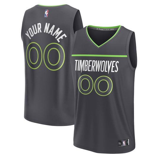Minnesota Timberwolves Fanatics Youth Custom Fast Break Jersey - Statement Edition - Black Team Jersey Sports Fan Apparel