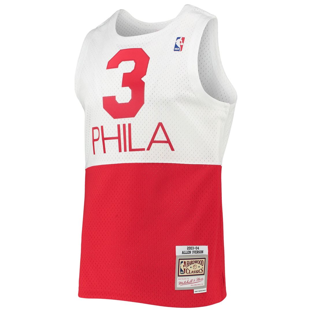 Philadelphia 76ers Allen Iverson Mitchell & Ness 2003/2004 Hardwood Classics Swingman Jersey - White Team Jersey Sports Fan Apparel