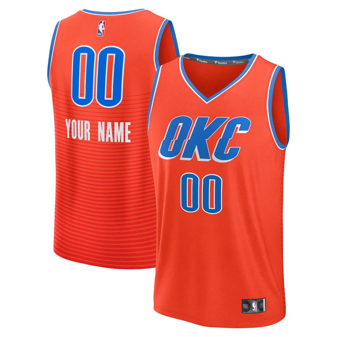 Oklahoma City Thunder Fanatics Fast Break Custom Jersey - Statement Edition - Orange Team Jersey Sports Fan Apparel