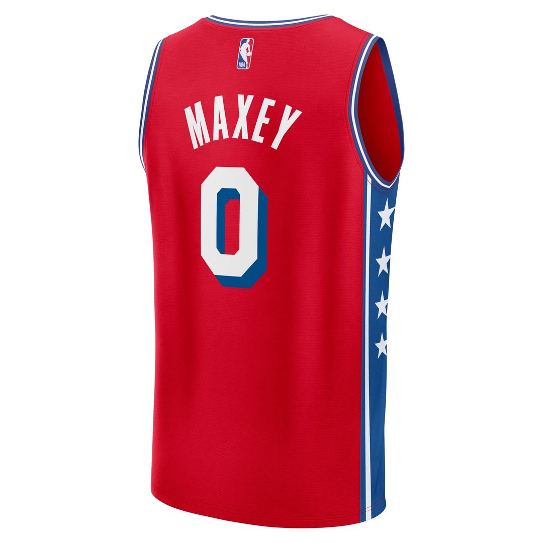 Philadelphia 76ers Tyrese Maxey Fanatics Fast Break Replica Player Jersey - Statement Edition - Red Team Jersey Sports Fan Apparel
