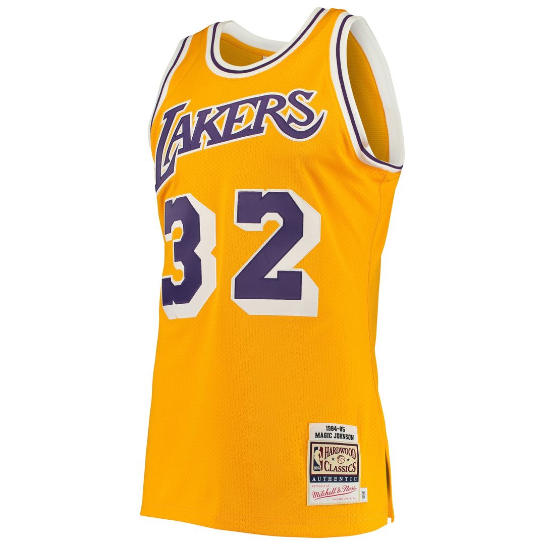 Los Angeles Lakers Magic Johnson Mitchell & Ness 1984/85 Hardwood Classics Authentic Jersey - Purple Team Jersey Sports Fan Apparel