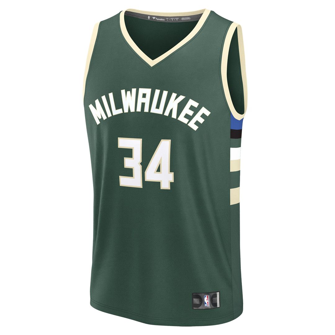 Milwaukee Bucks Giannis Antetokounmpo Fanatics Fast Break Replica Player Jersey - Icon Edition - Hunter Green Team Jersey Sports Fan Apparel