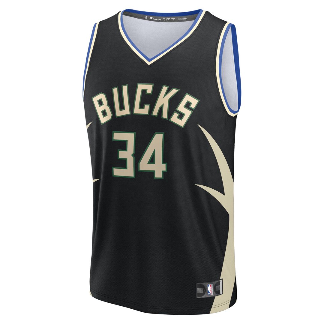 Milwaukee Bucks Giannis Antetokounmpo Fanatics Youth Fast Break Replica Player Jersey - Statement Edition - Black Team Jersey Sports Fan Apparel